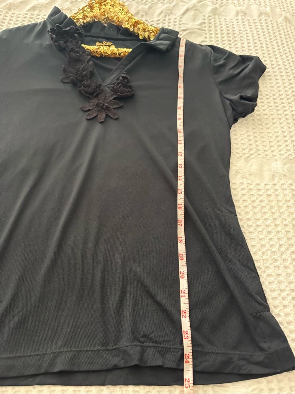 Lilly Pulitzer Luxletic Frida Flower Black Golf Polo Shirt XL - Picture 7 of 8